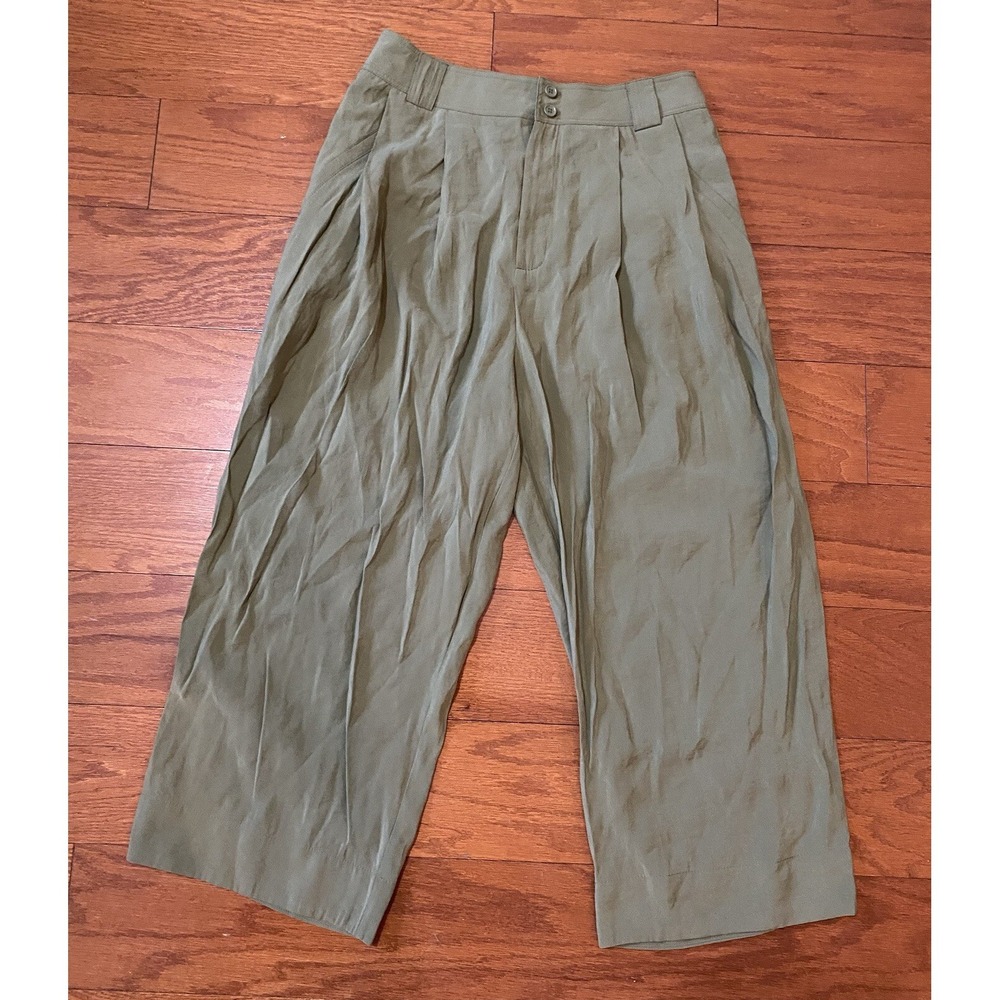 Maeve Anthropologie Pants Size 8 Olive Green Modal Blend Wide Leg Stretch